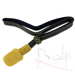 Gold broth strap, black leather cord