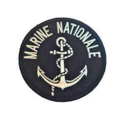 Écusson Marine Nationale rond - ancre avec velcro